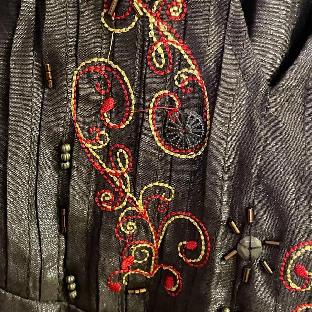 Do & Be Embroidered Neck Brown Sleeveless Tank Top S Small Bust 36” NWT New - Image 6