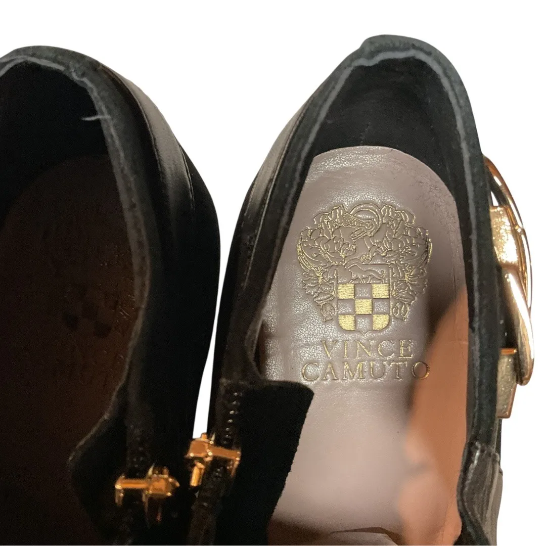 Vince Camuto Women's Black Leather Velino Almond Toe Side Zipper Booties Sz 9.5‎ - Image 7