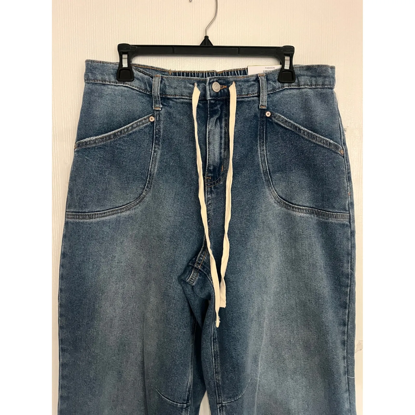 AND NOW THIS Wide Leg Jeans Drawstring Waist Blue Denim Women's Size 30 - Image 5