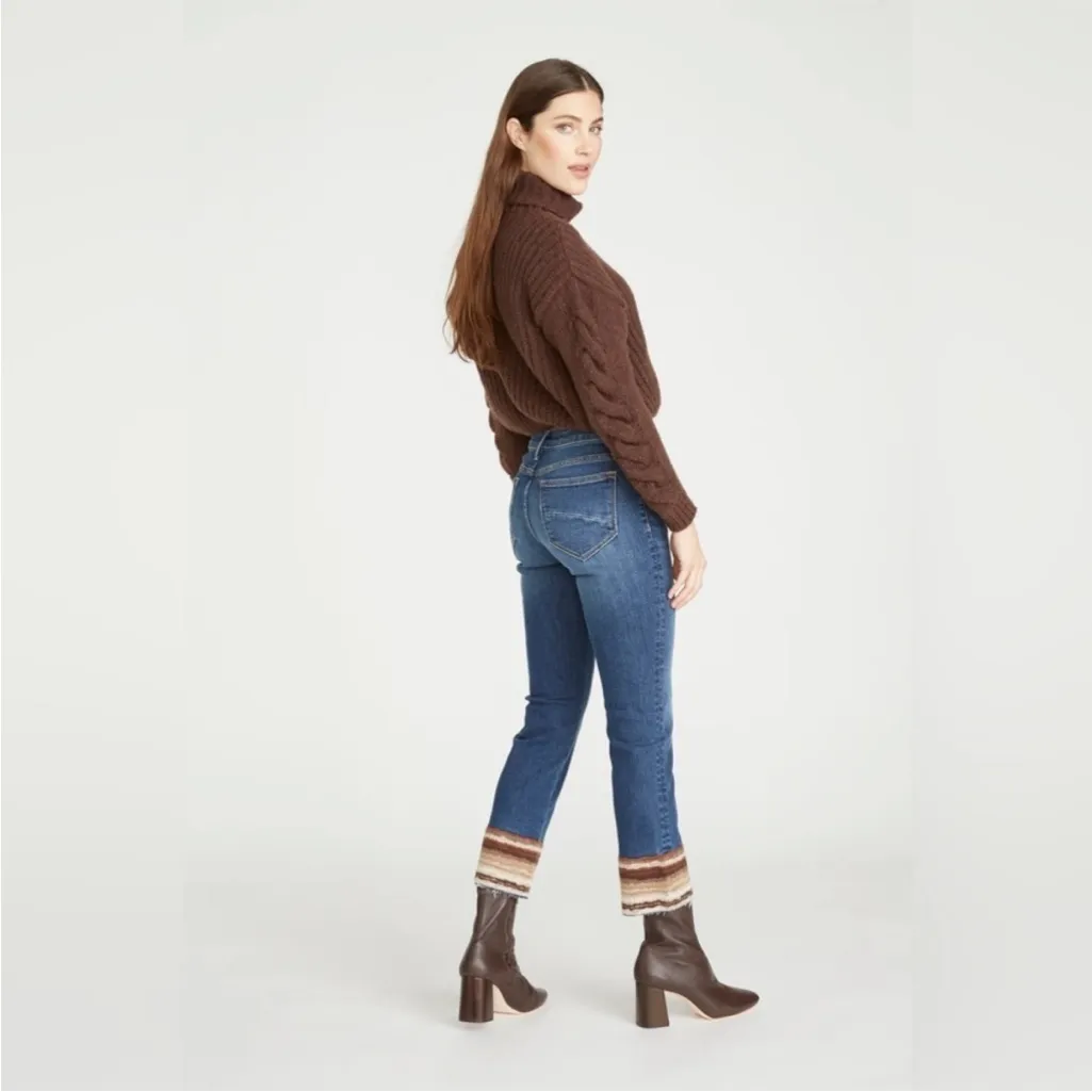 Driftwood Colette Straight Crop Jeans w/ Brown Tapestry Embroidered Cuff | 28 - Image 2