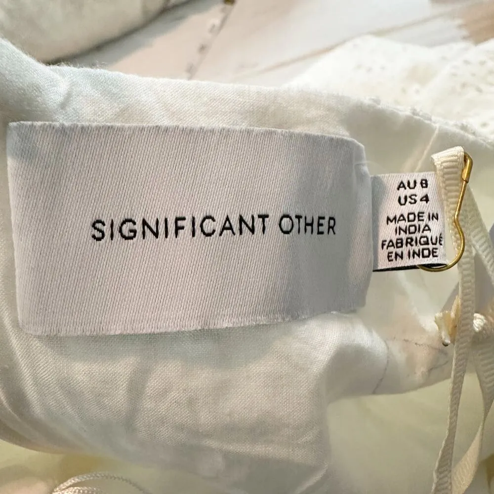 Significant Other Eleanor Eyelet Cut Out Backless Midi Dress Size US 4 Ivory - Image 5