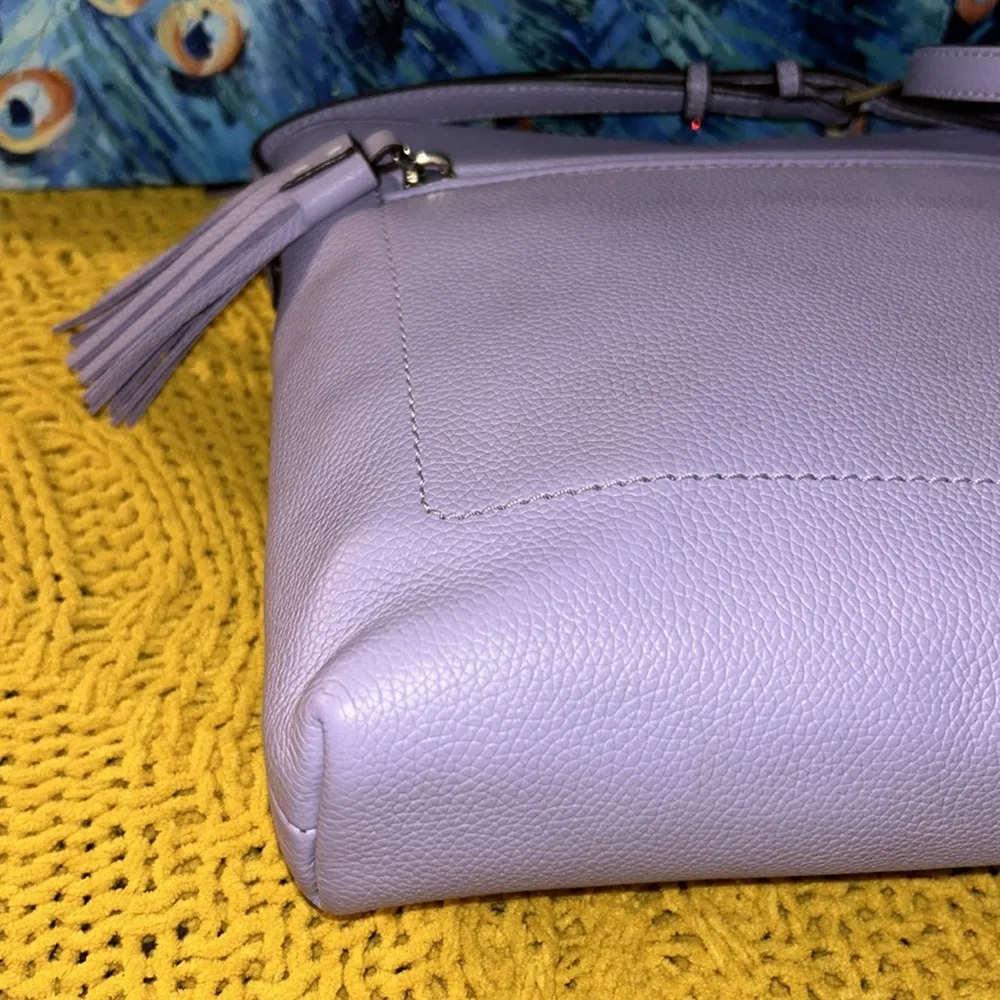 Chester Street Dessi Violet Pebbled Leather Crossbody Bag - Image 11