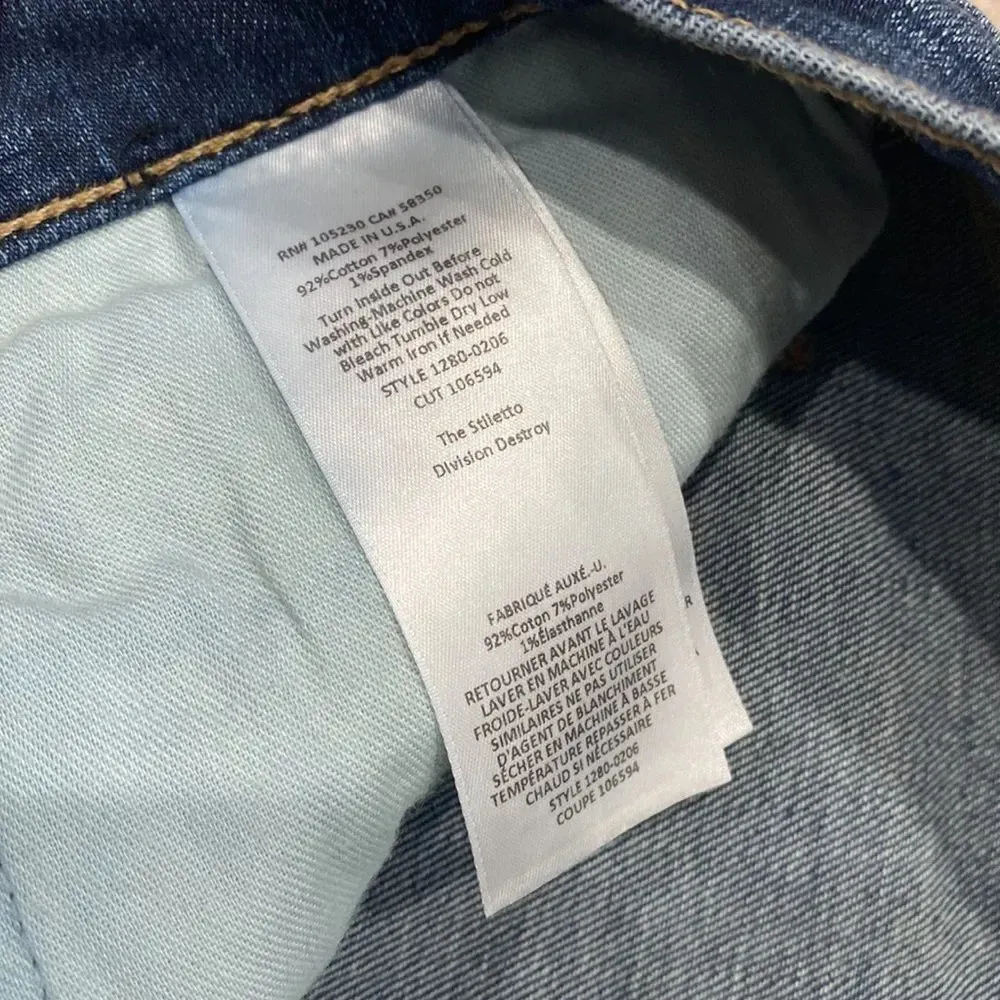 Current/Elliot Women's The Stiletto Ankle Dark Wash Distressed Denim Jeans Sz 28 - Image 5