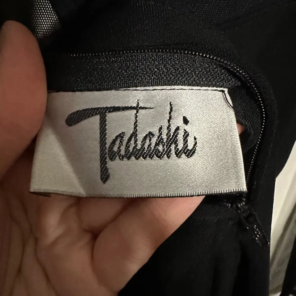 Tadashi Shoji Vintage Maxi Dress Illusion Mesh Long Sleeve Black 90's Size XS - Image 6