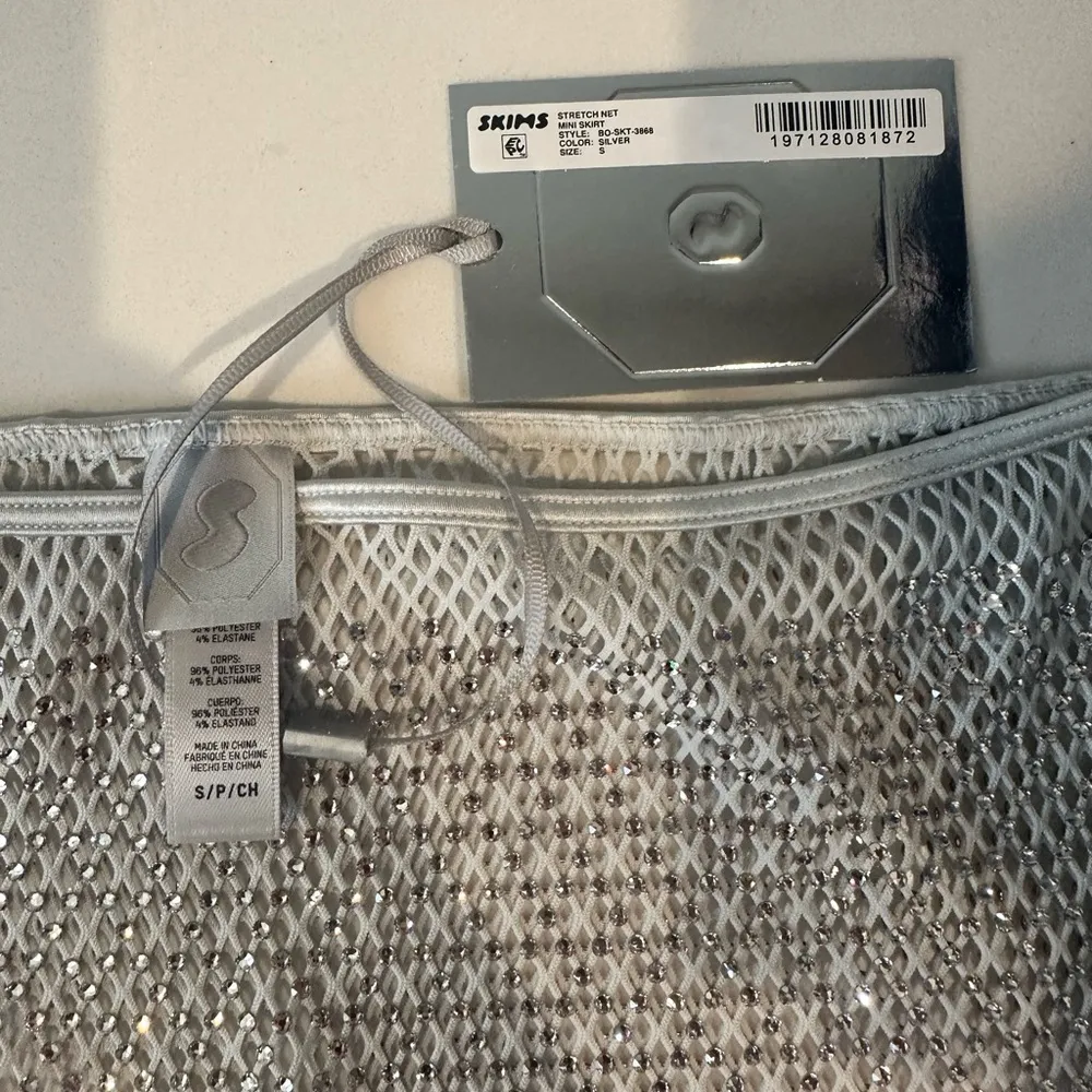 SKIMS Swarovski x  Stretch Net Crystal Silver Mini Skirt Small NEW - Image 5