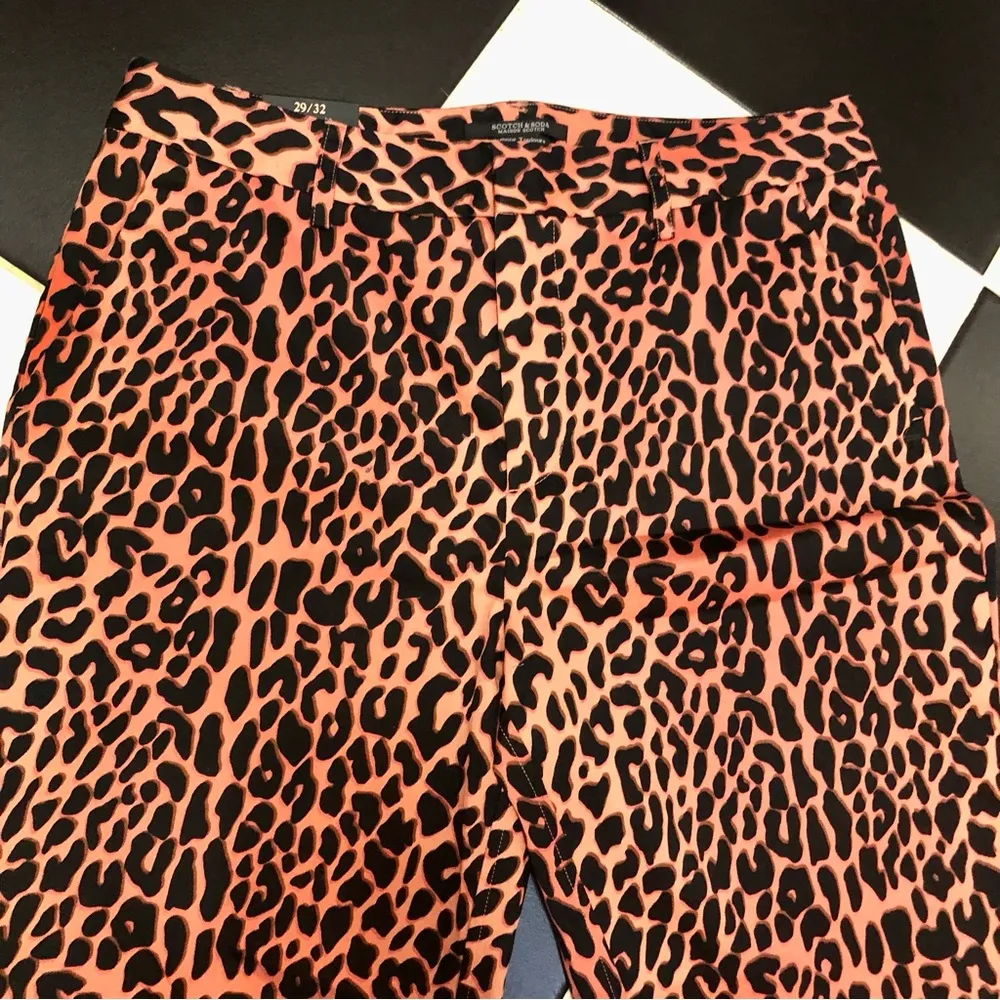 NWT Scotch & Soda Animal Print Slim Fit Jeans Leopard Print Pants Coral Pink 29 - Image 5