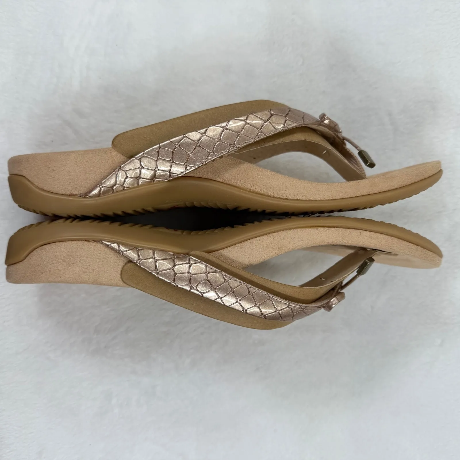 Vionic Bella II Orthotic Technology Sandals Rose Gold Thong Bow Detail Shoes 9.5 - Image 9