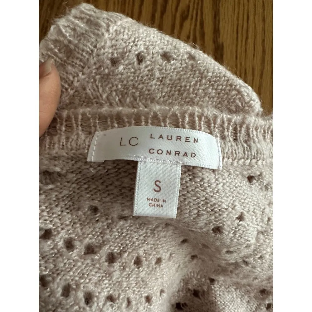 Lauren Conrad 3/4 Bell Sleeves Hem Crochet Knit Relaxed fit Cream - Image 4