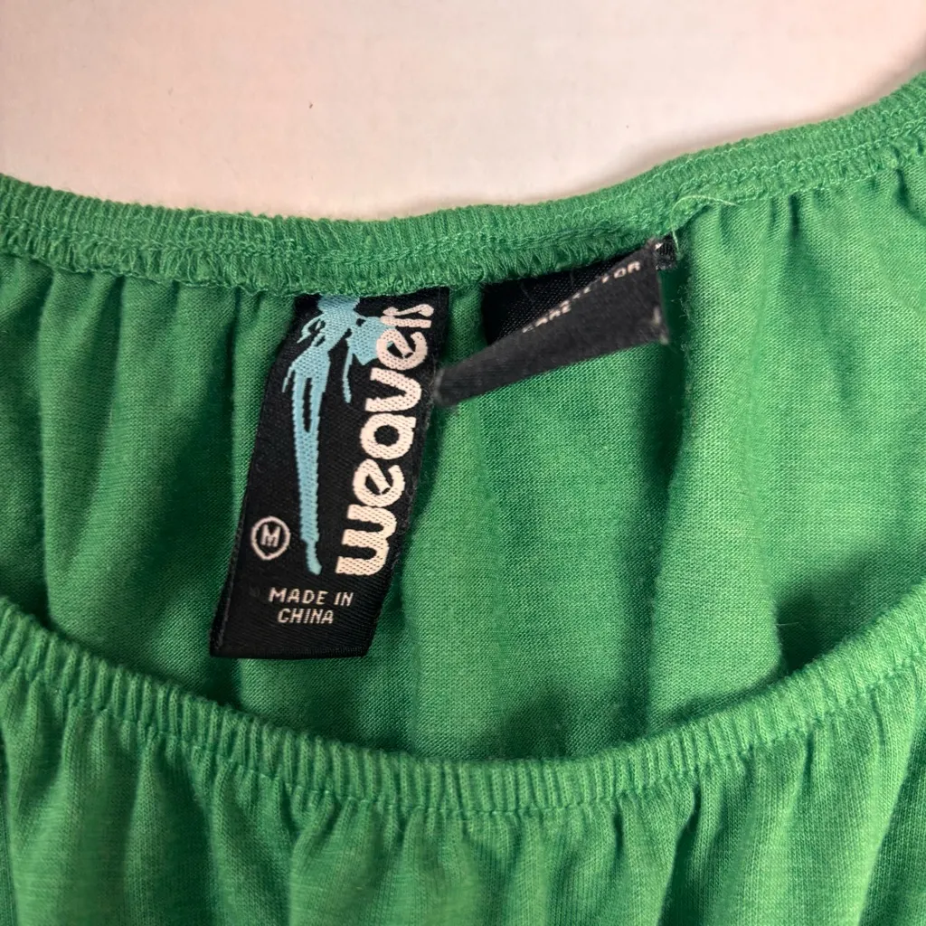Weavers by FANG Vintage Green Baby Doll Top Y2K Braided Knot Indie Size Medium - Image 3