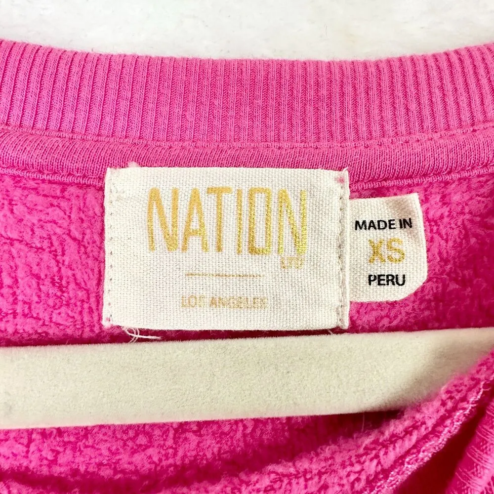 Sunny Sweatshirt Girl Crush Size XS Pink Ribbed Crew Balloon Sleeve - Image 6