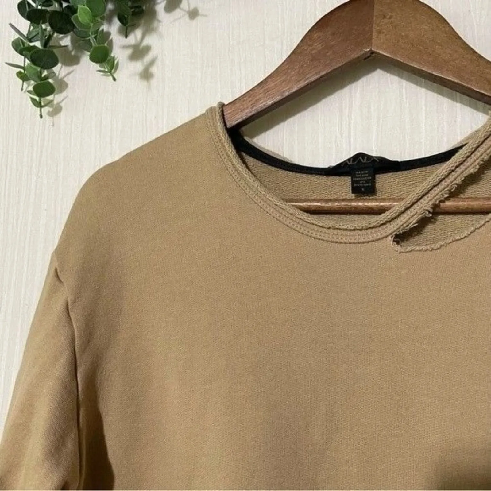 ALALA Cypher Sweatshirt Destroyed and Distressed Tan Size Small - Image 8