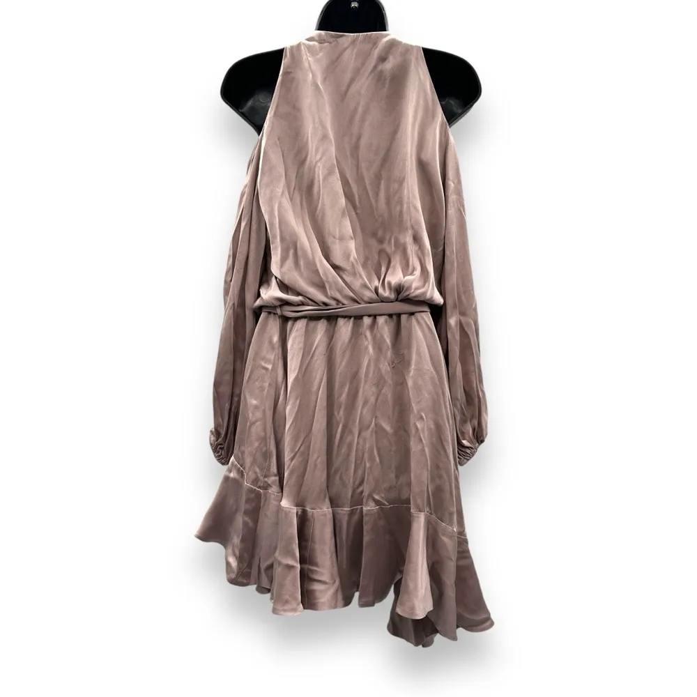 Zimmerman 100% Silk Sueded Billow Cold Shoulder Tie Asymmetrical Mini Dress Sz 6 - Image 7