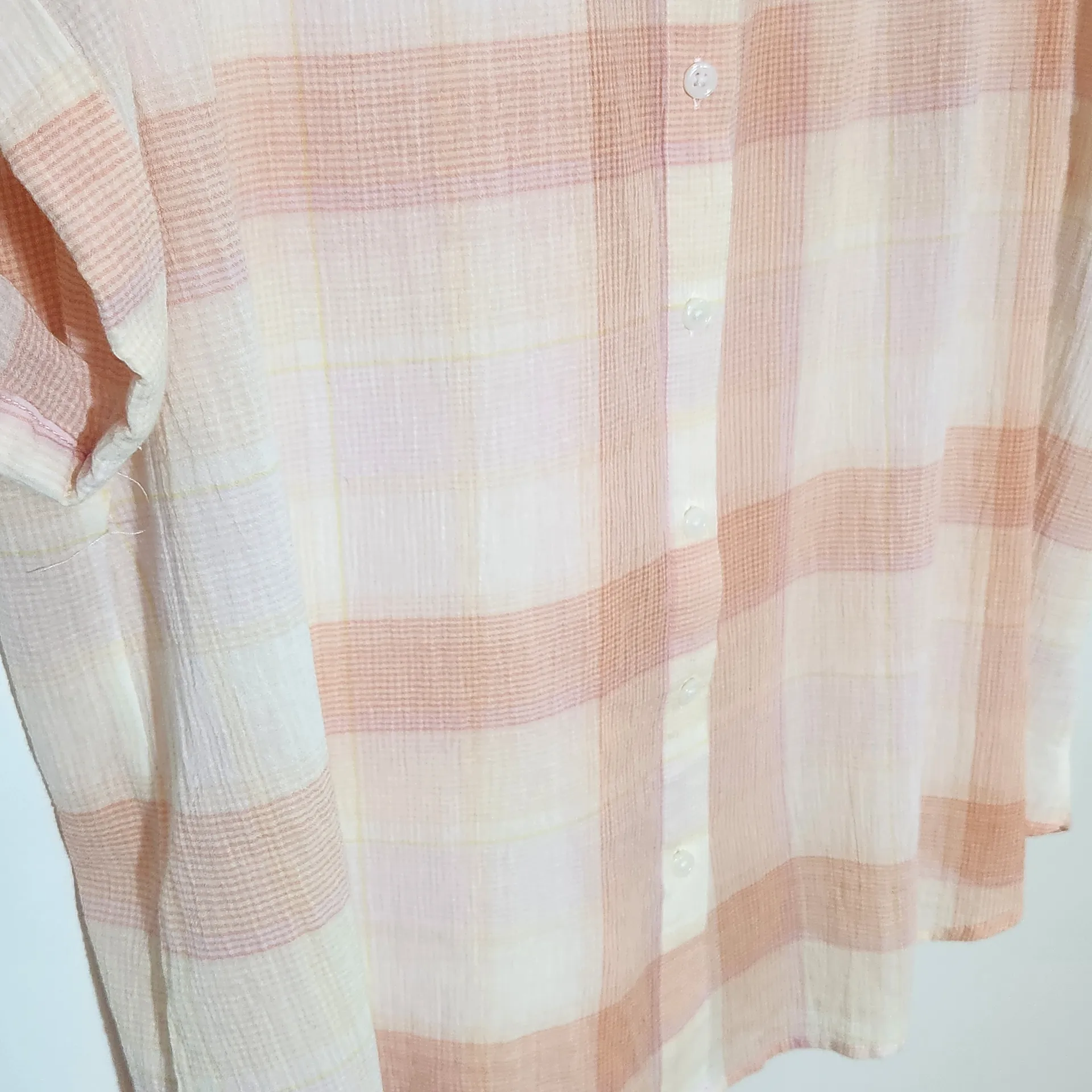 Ava & Viv Pink and Orange Plaid Button-Up Shirt Size 2X Plaid Sheer Top - Image 4
