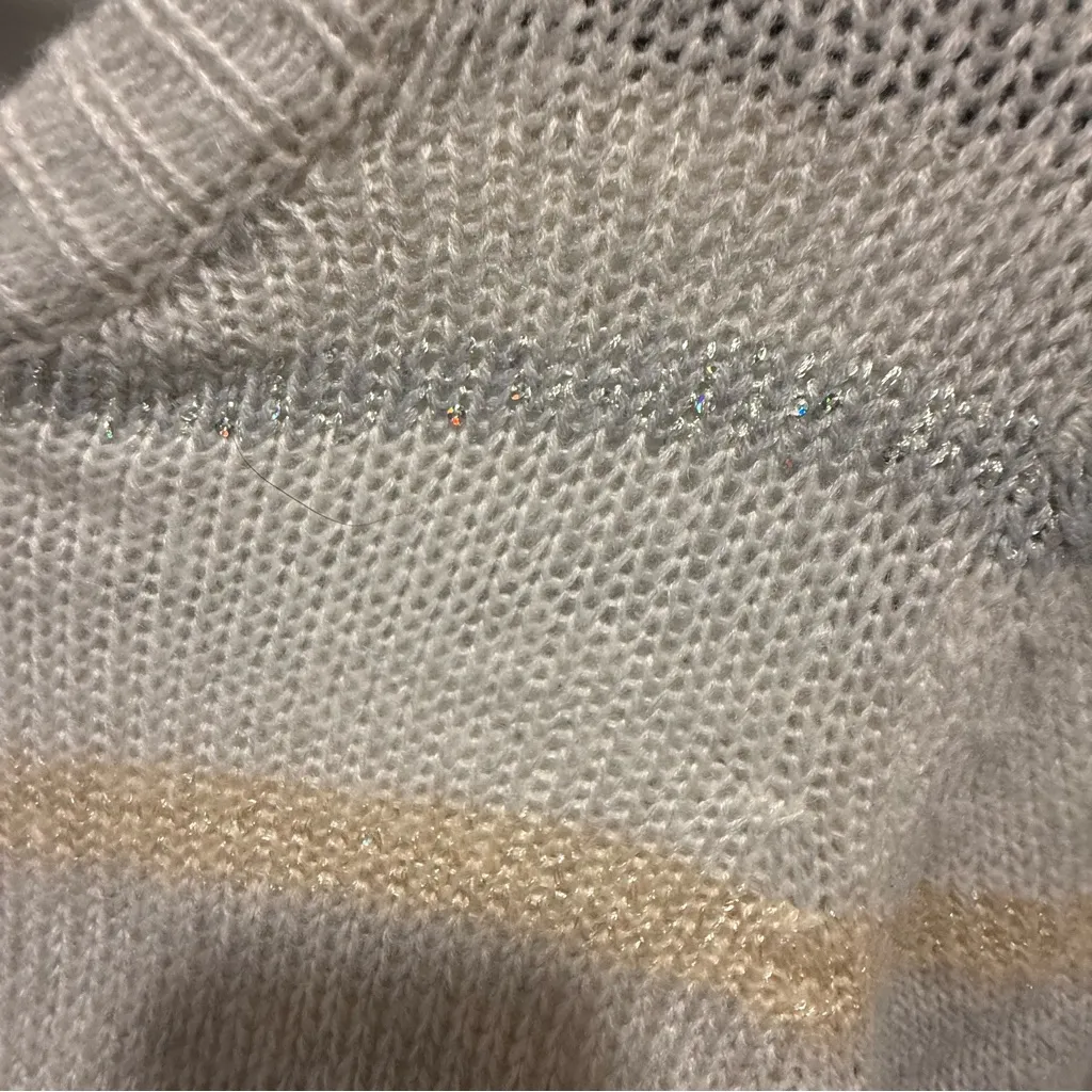 LC Lauren Conrad Striped Sweater - Cream, Gray, and Tan, Size M - Image 3