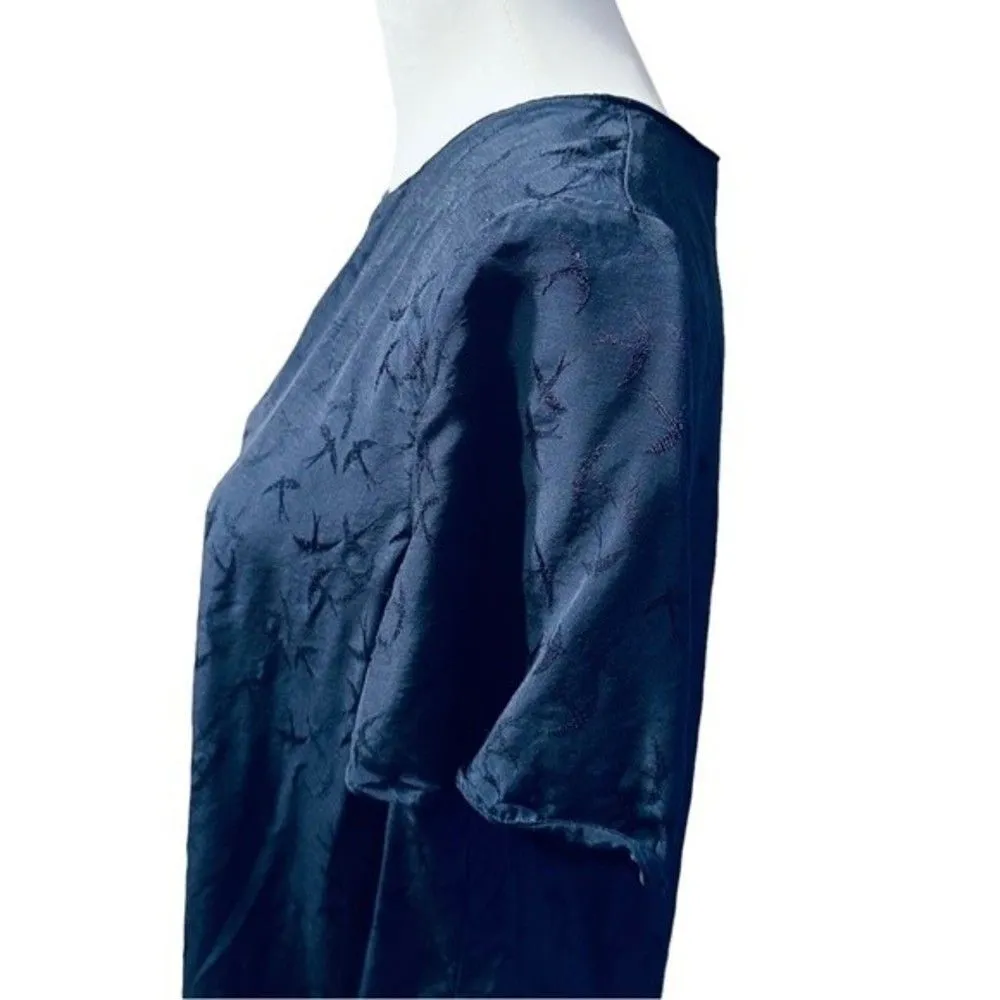 Ann Taylor Navy Blue Bird Design Pattern Print Shirt Sz M - Image 9