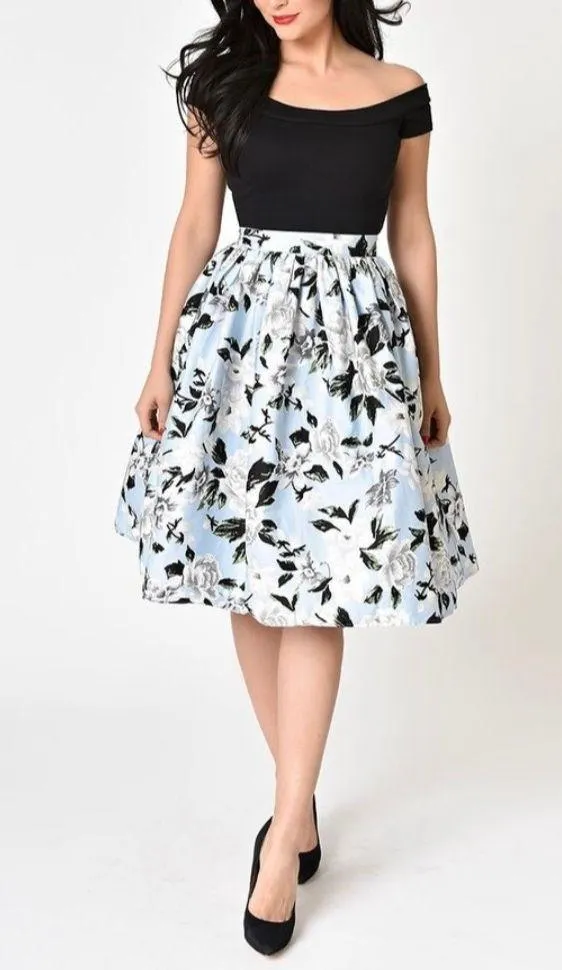 Unique Vintage Floral High Waist Skirt small - Image 1