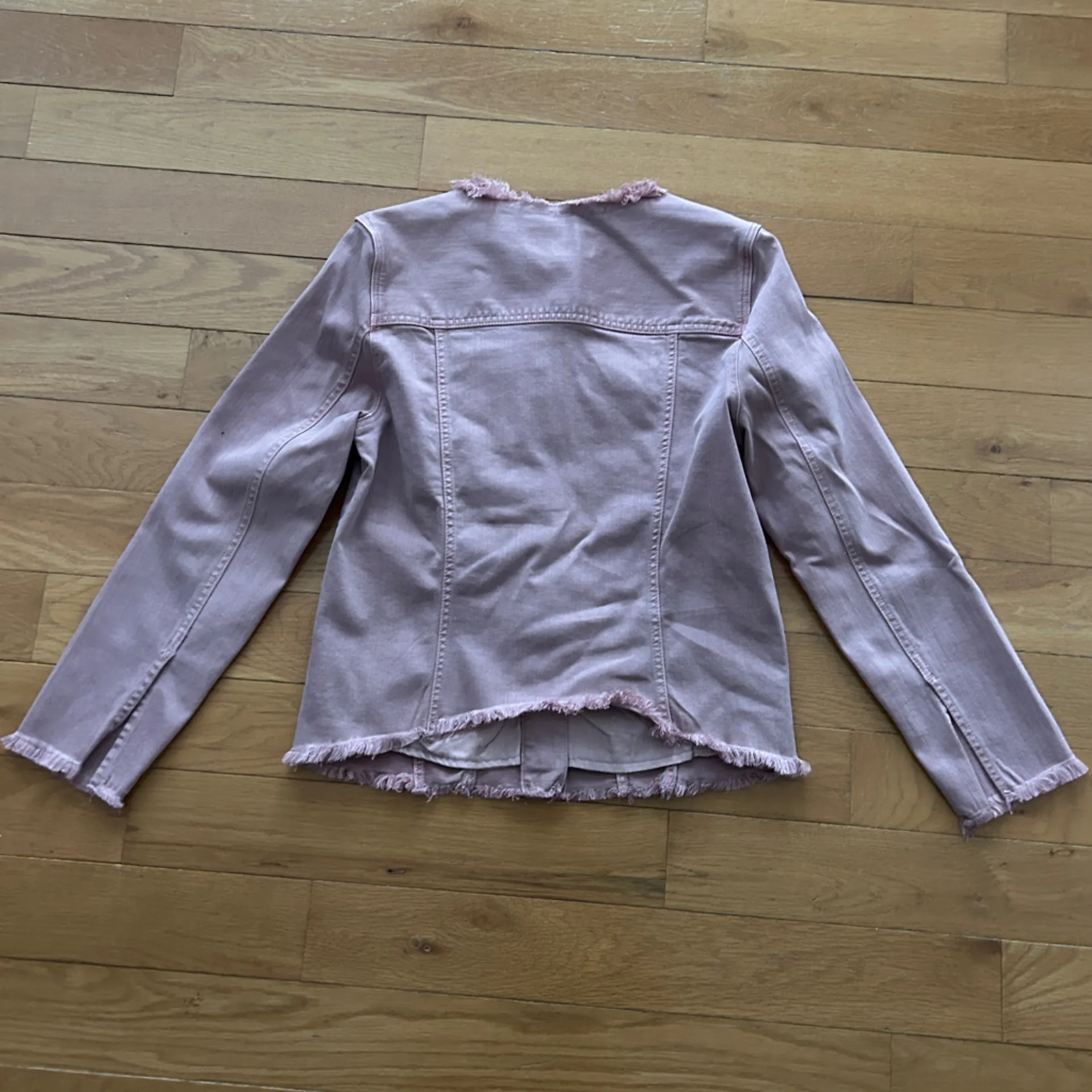 Liverpool Pink Denim Jean Jacket Women Size Small Aster Mauve Frayed - Image 11
