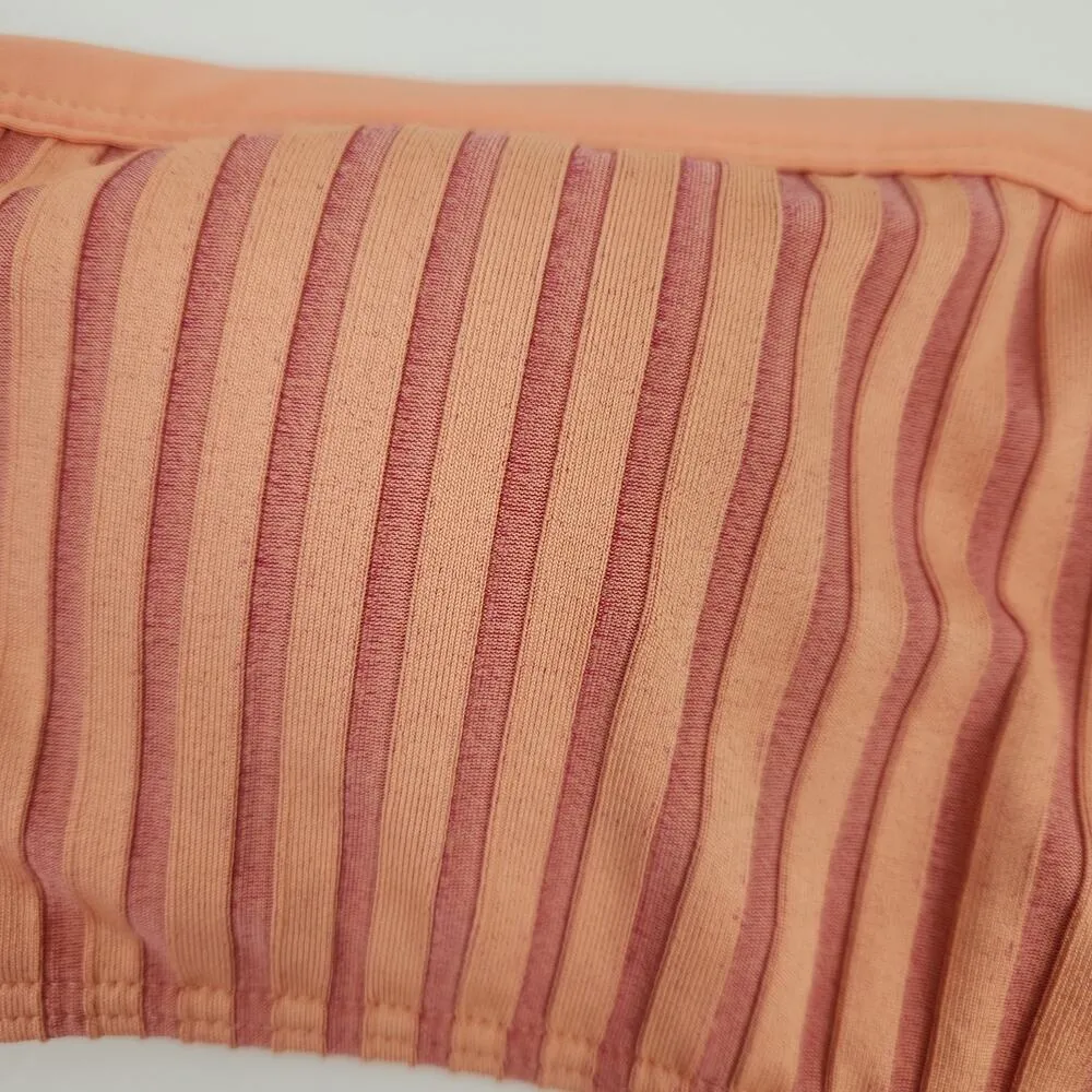 L*Space Axel Bikini Top One Shoulder in Two Tone Rib Orange Size Small NWT - Image 3