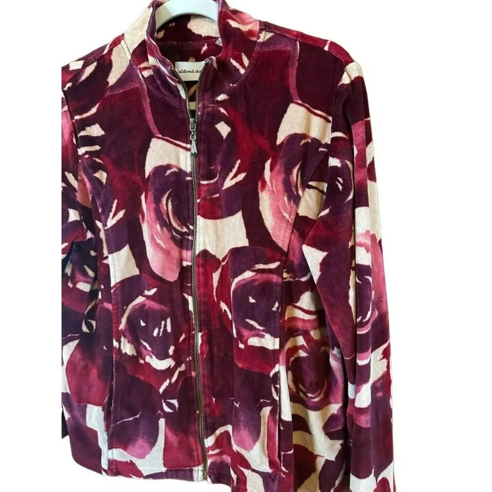 Alfred Dunner Ladies Abstract Pink Rose Soft Comfortable Zip Up Jacket SZ 12 - Image 3