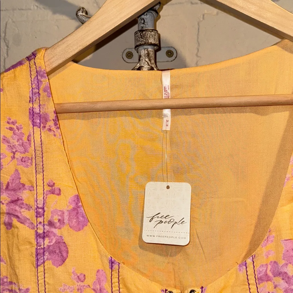 Free People dress Sully NEW floral blooms pink orange sunshine combo lined - Image 8