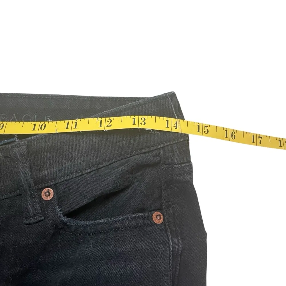 American Eagle Womens Jeans Size 4 Black Denim Mom Strigid High Rise Distressed - Image 9