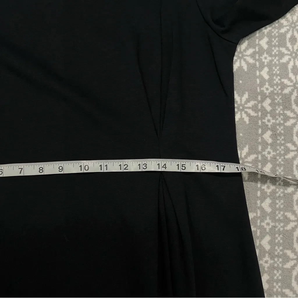 New J. Jill‎ Stretch Black Long Sleeves Jersey Knit Dress w/ Side Twist Medium - Image 9