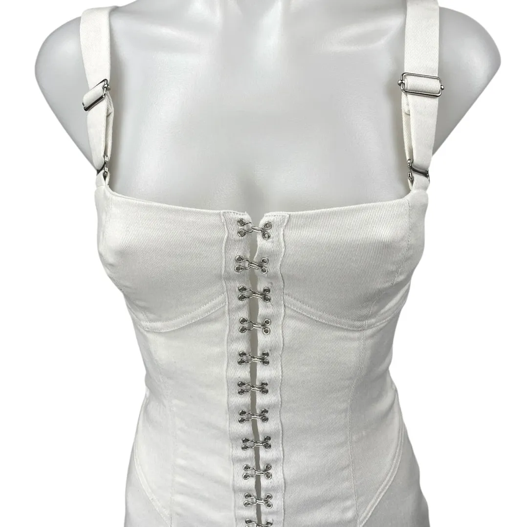 For Love & Lemons Monica White Hook Sleeveless Cami Tank Bodycon Mini Dress XS - Image 4