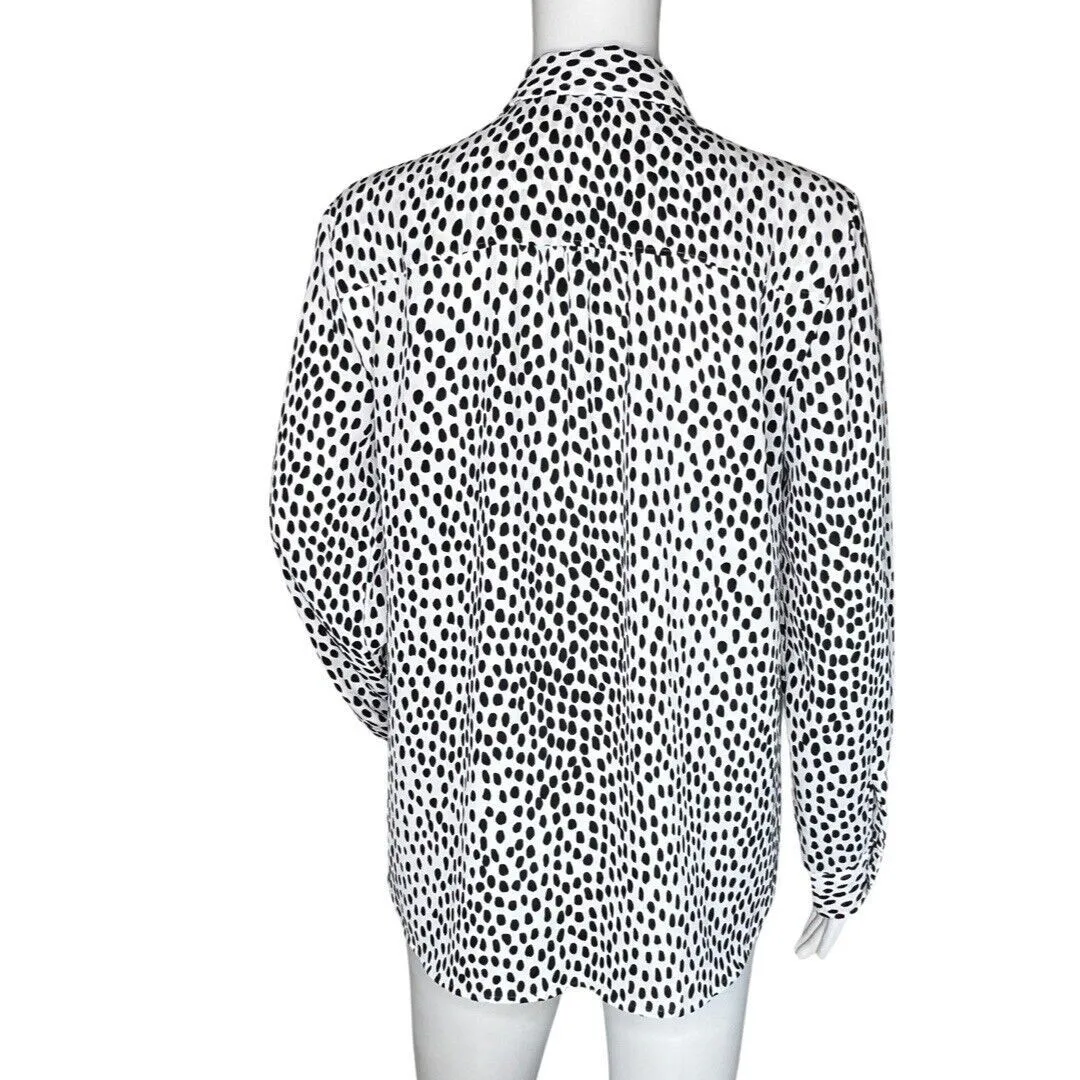 J Crew Shirt Womens Small Navy White Oncilla Print Button Up Work Casual Preppy - Image 4