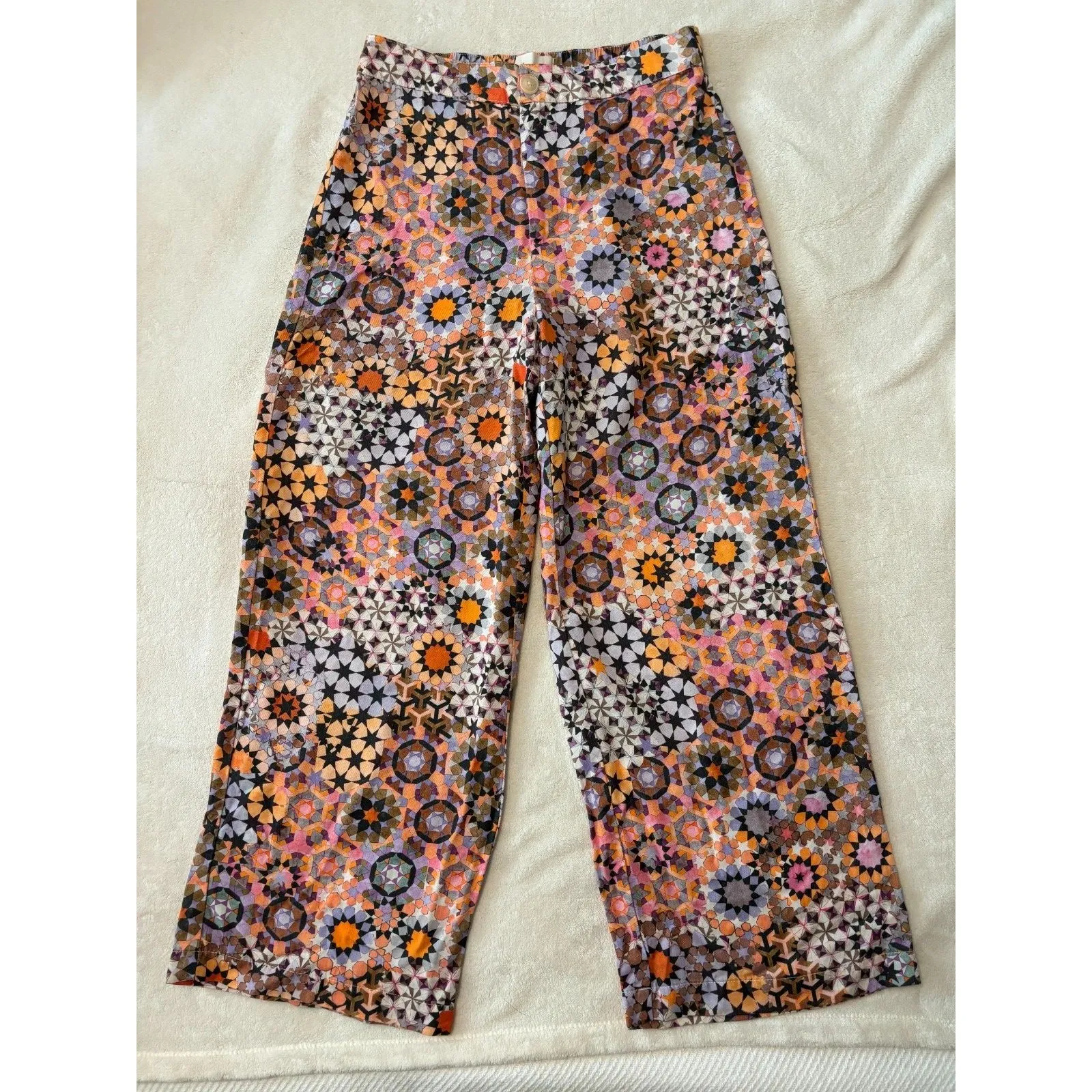 Anthropologie Geometric Kaleidoscope High Rise Straight Leg Pants Womens 6 - Image 3