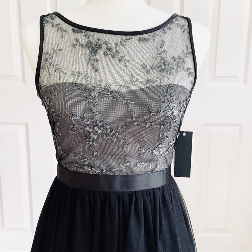 Aqua Dress Black Lace Mesh Tulle Sleeveless Fit & Flare Party Mini Size 2 NWT - Image 3