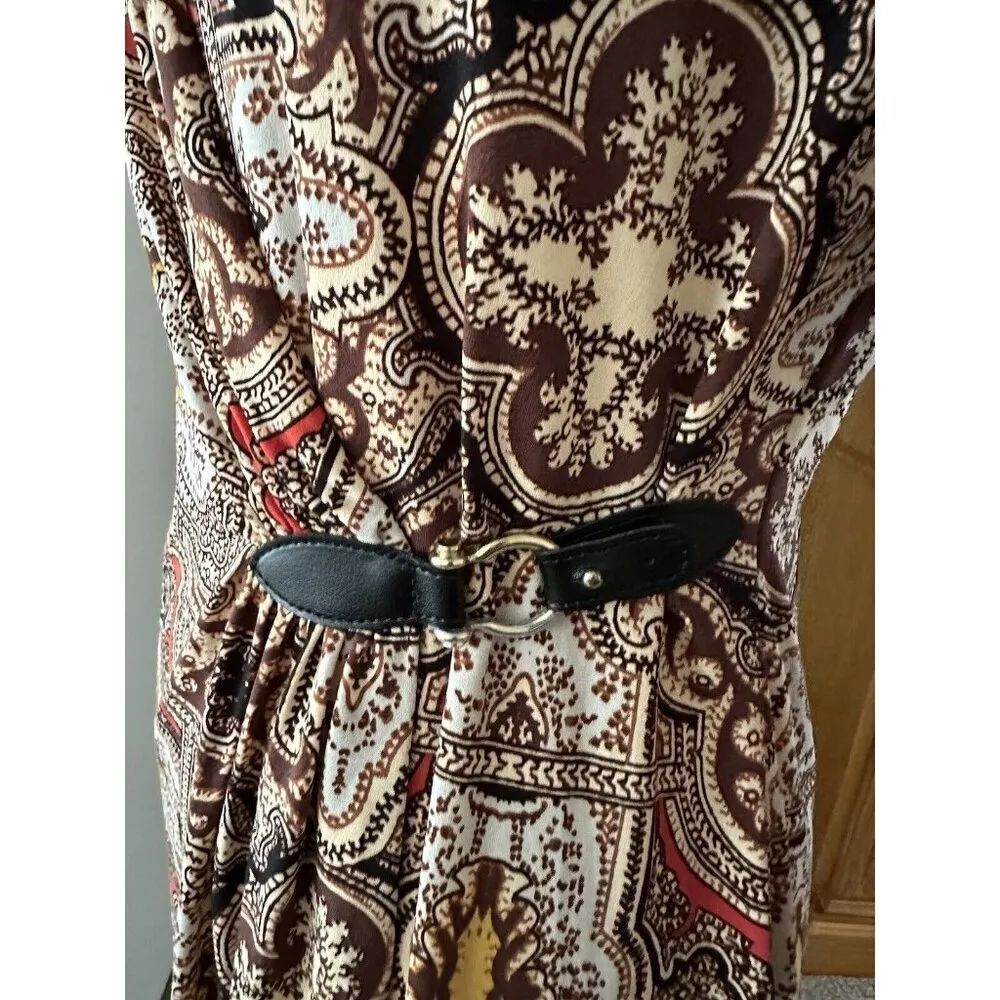 Charter Club Career Dress Multi Equestrian Print Size S Faux  Wrap Leath… - Image 3