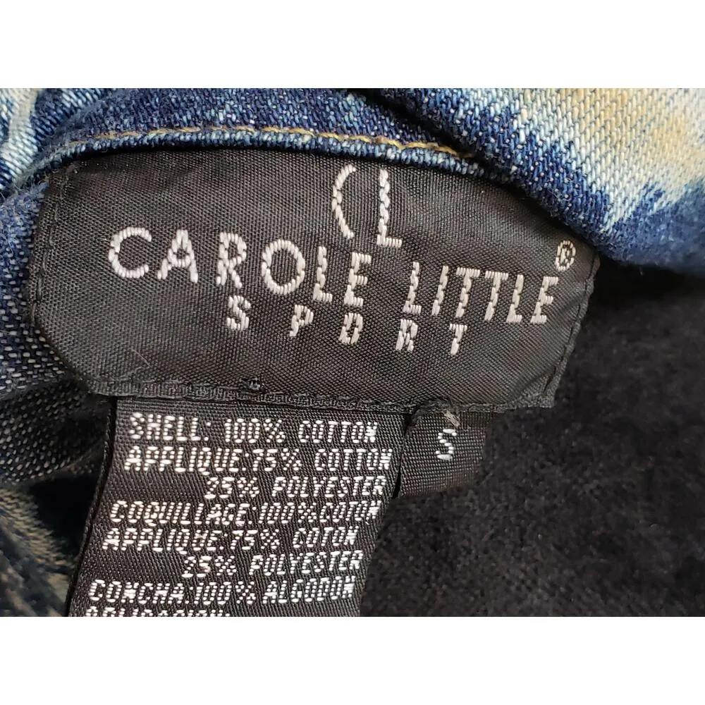 Vintage Carole Little Vest S Blue Denim Faded Sleeveless Collared Button Front - Image 3