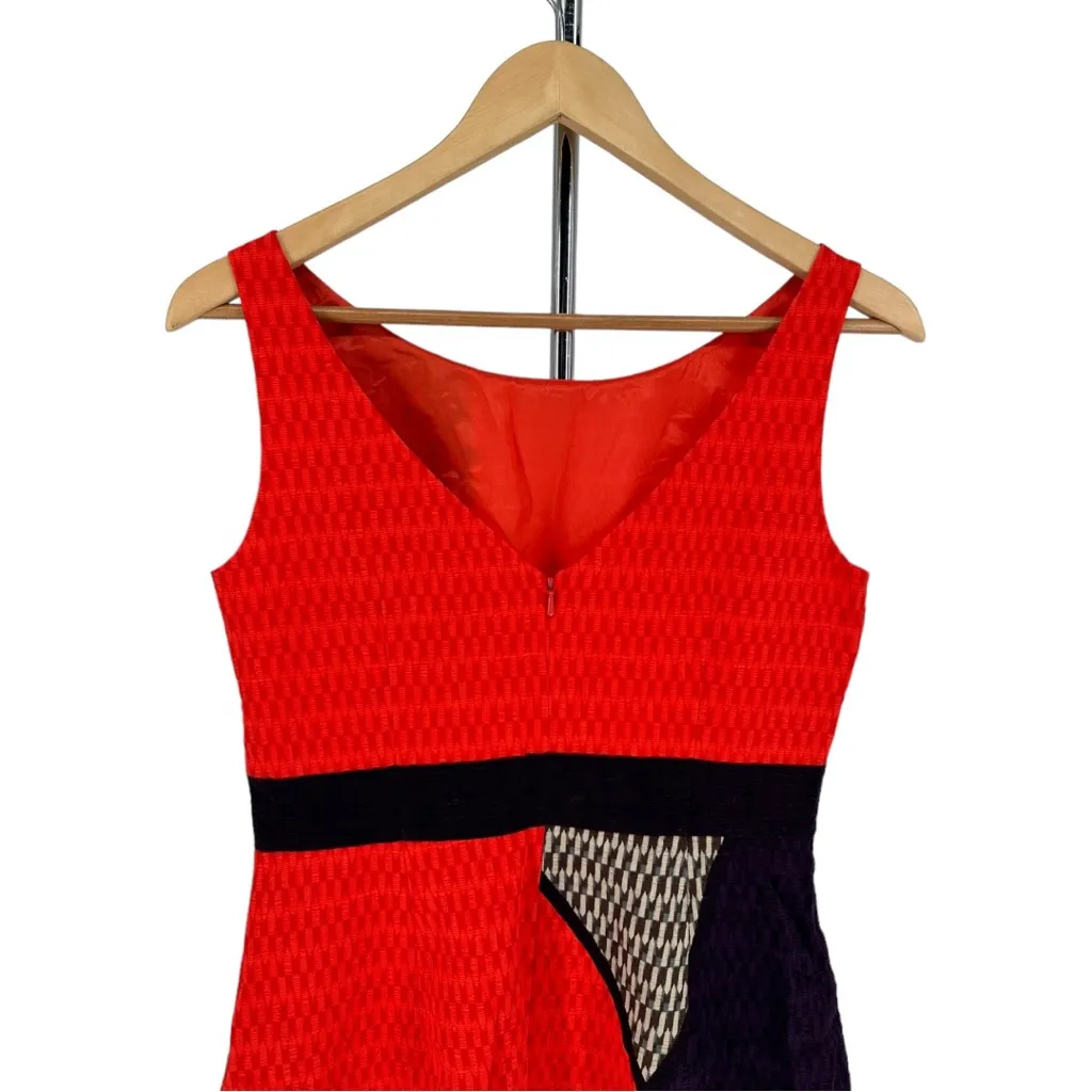 Tabitha Swallowtail Colorblock Orange Dress Sheath size 6 Cotton Sleeveless - Image 7