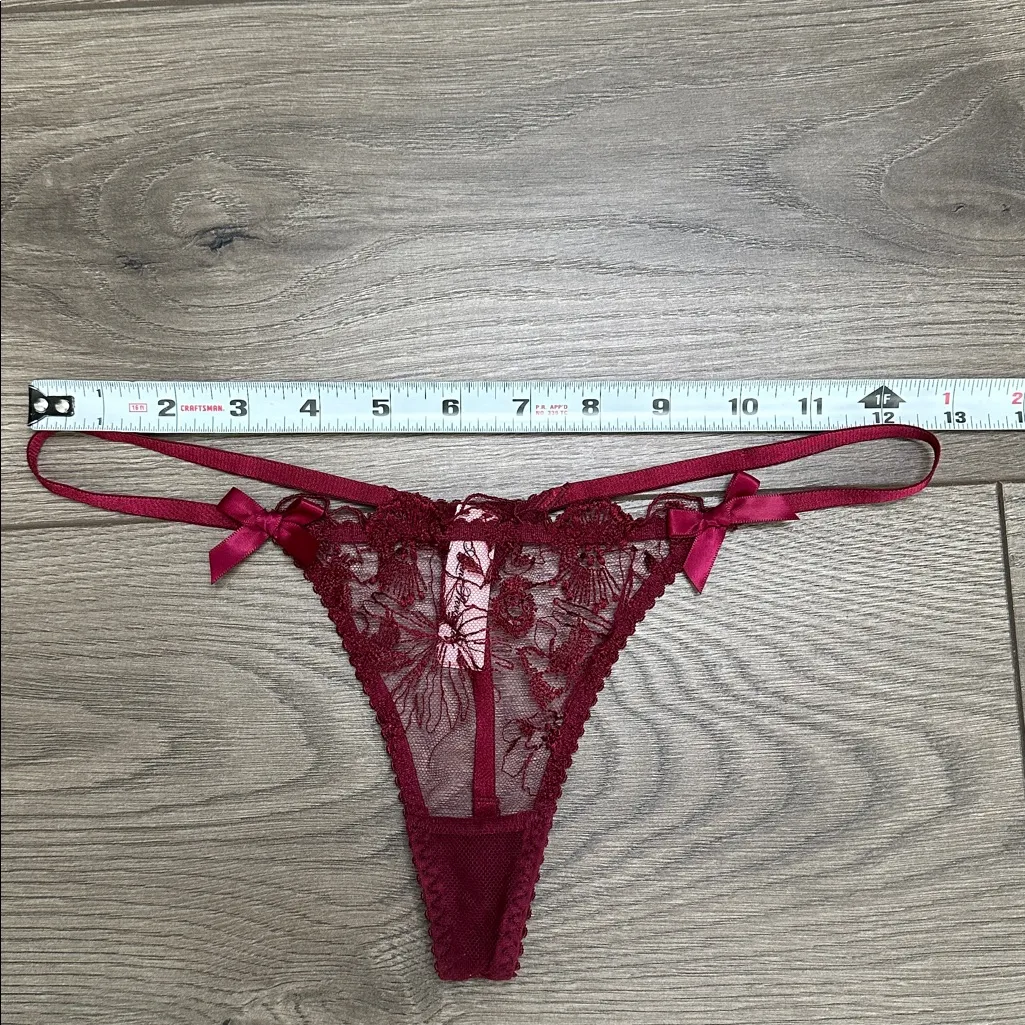 Agent Provocateur Jayce Burgundy Suspender Garter Belt And Panty Set Size 2 Red - Image 12