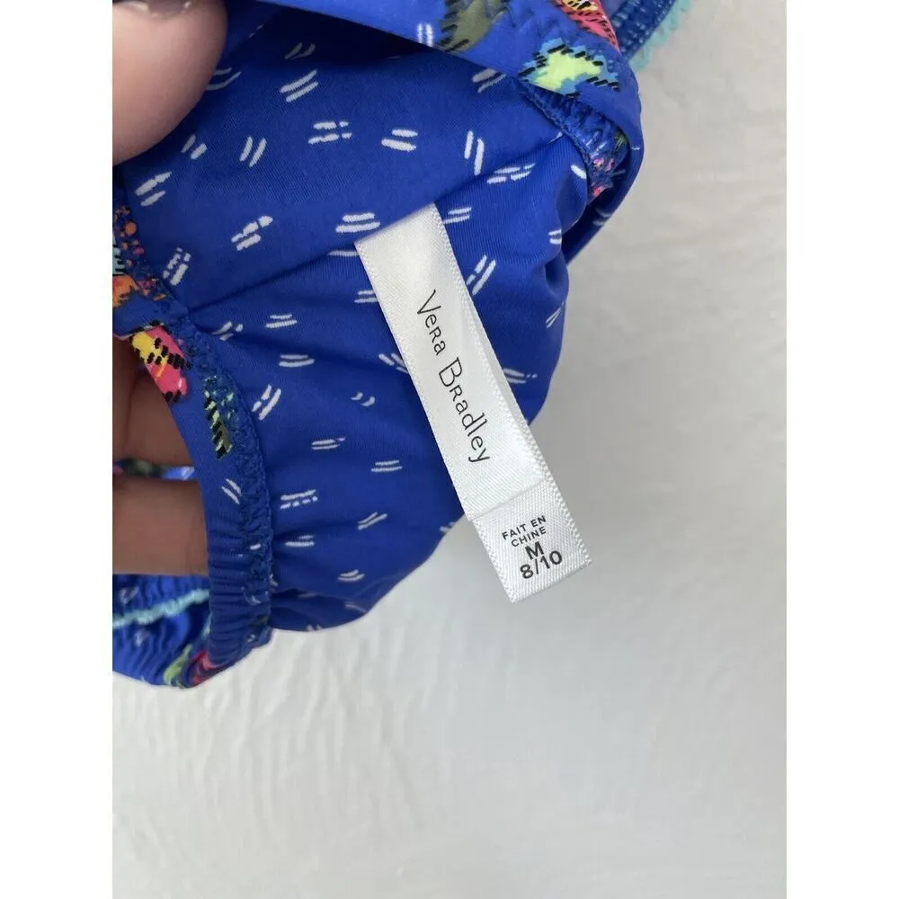 Vera Bradley Floral Blue Ruffle Off-The-Shoulder Bikini Top W/ Straps $82 Size M - Image 5