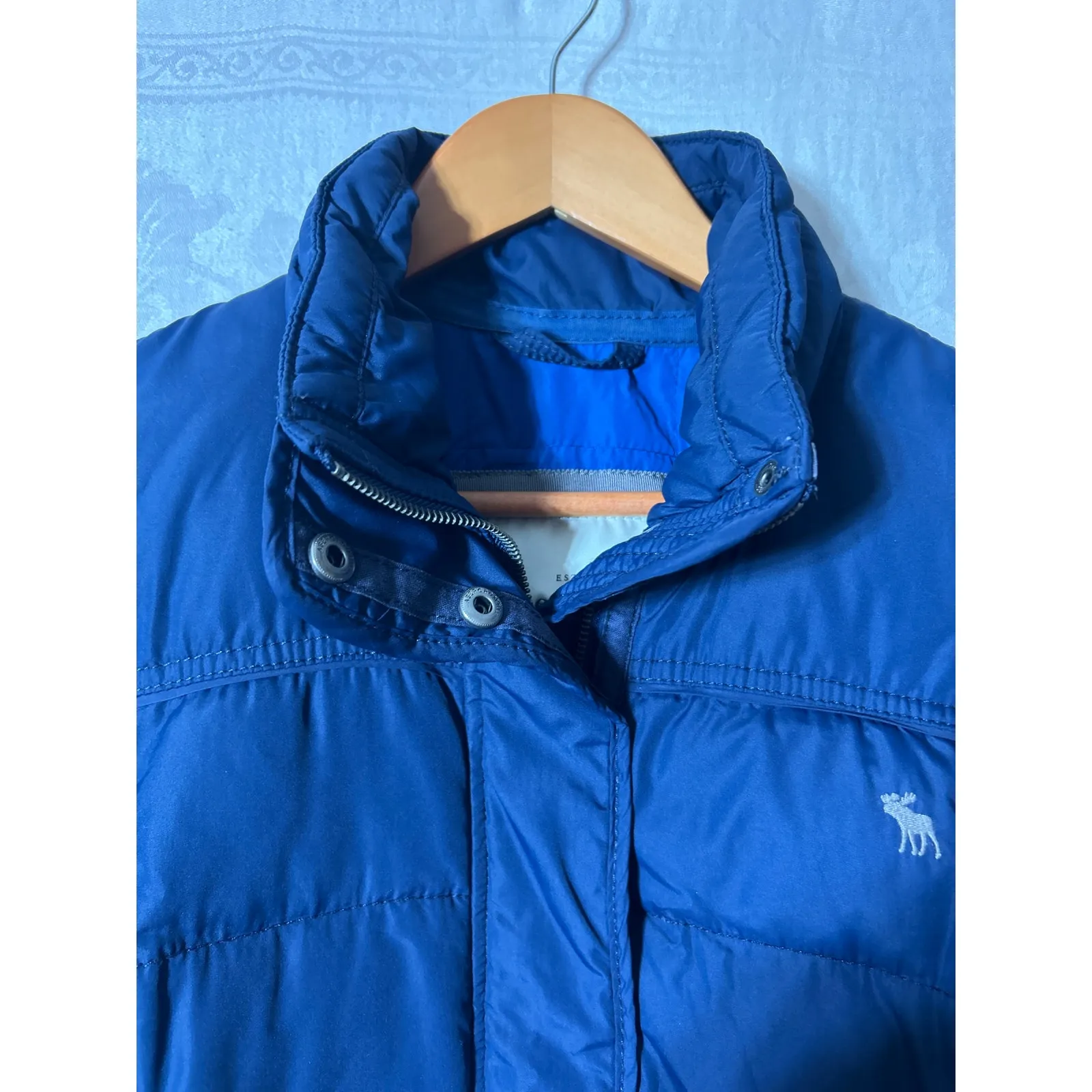 Abercrombie Fitch Puffer Jacket Large Navy Blue Down Filled Coat - Image 4