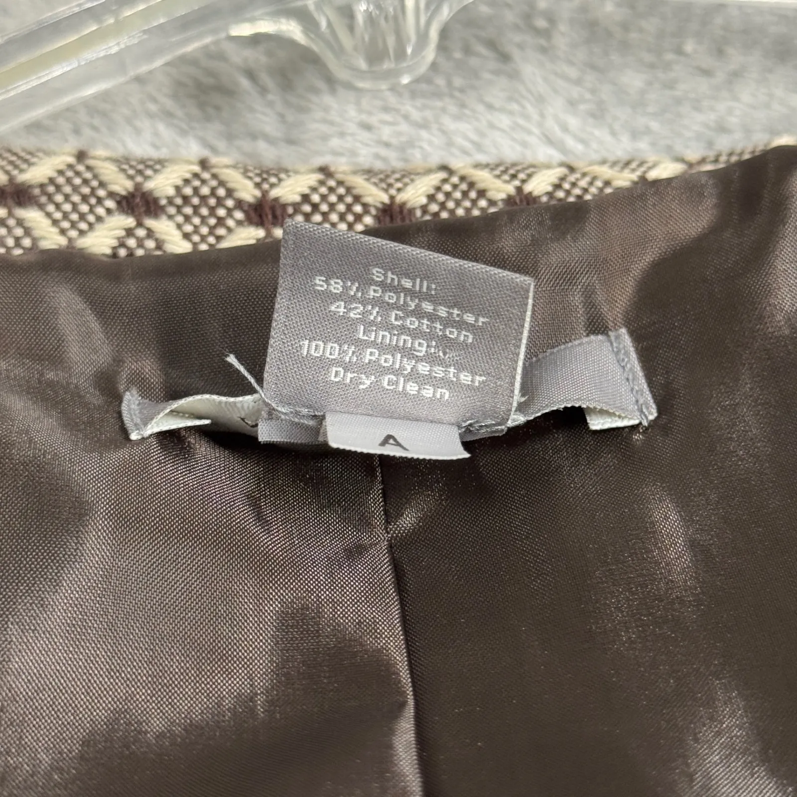 Ann Taylor Blazer Women 10 Brown Beige Geometric‎ Crop Jacket Workwear Preppy - Image 9