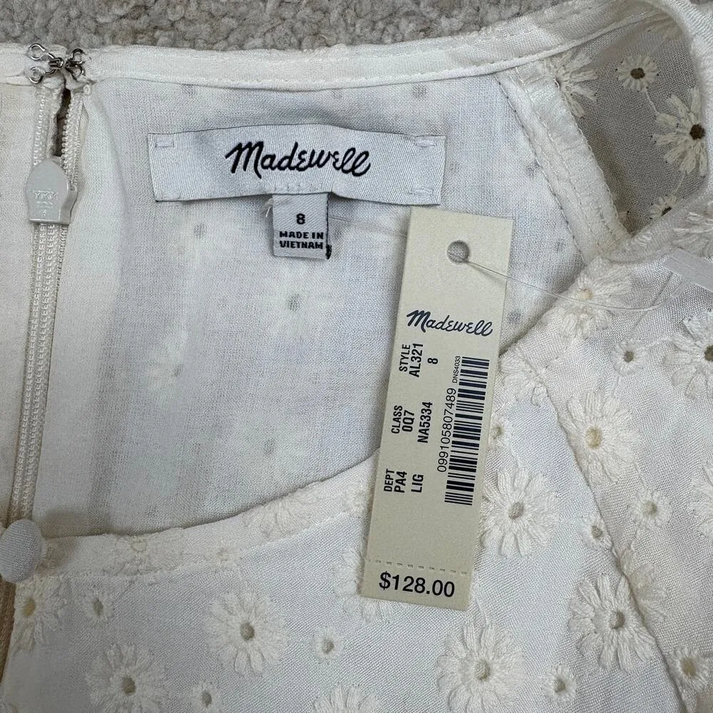 NWT Madewell Eyelet Tassel-Tie Mini Dress Lighthouse White AL321 Size 8 - Image 6