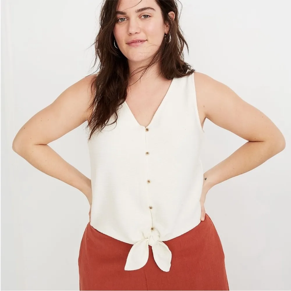 Madewell Texture & Thread Button-Front Tie Tank Top XS - Image 2