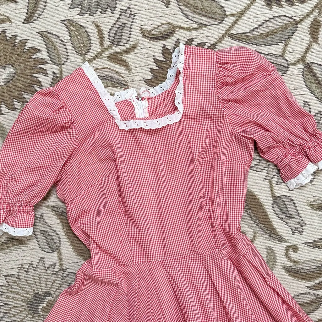 Handmade Dress Square Dance Line Dancing Red White Gingham S Small M Medium - Image 3
