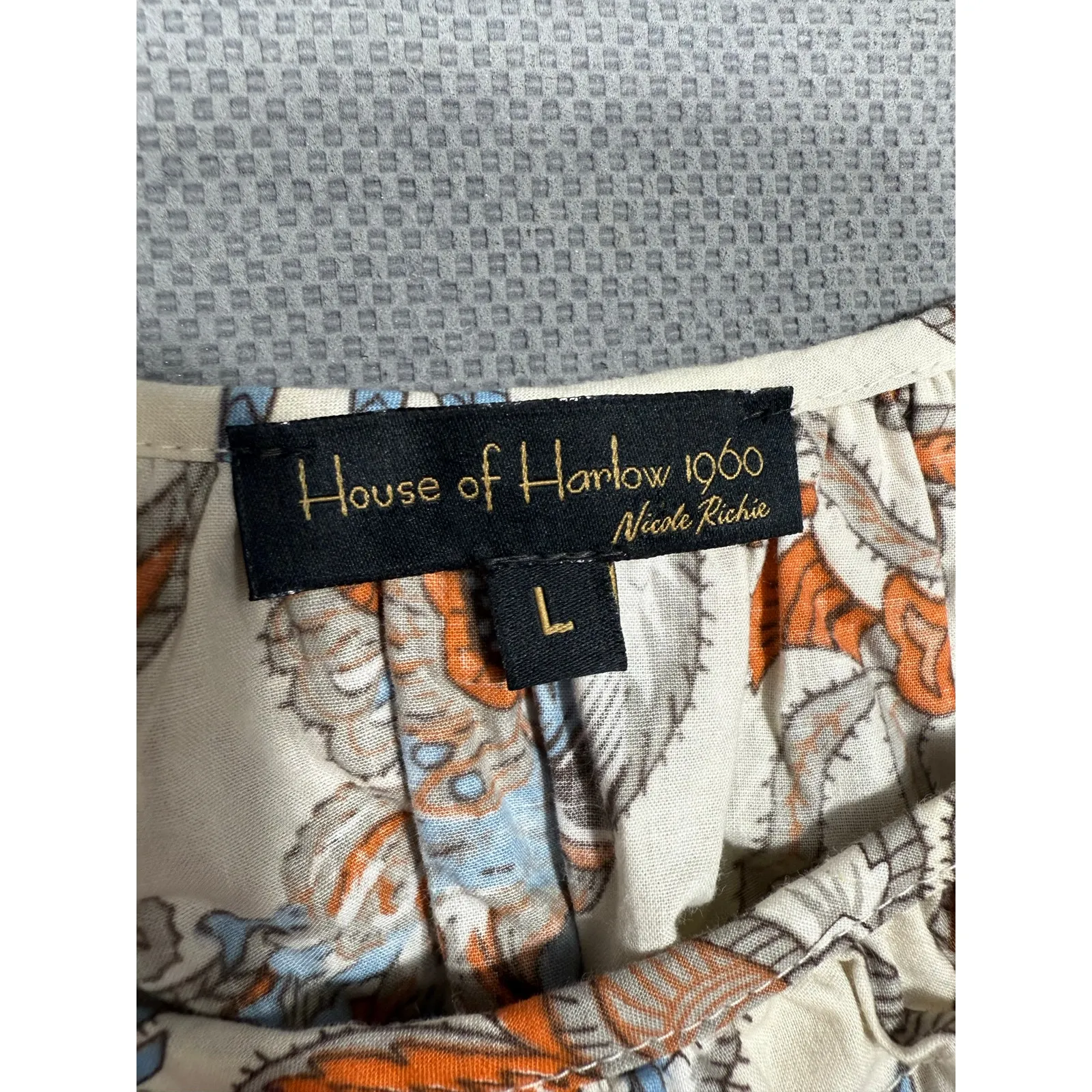 House of Harlow 1960 Nicole Richie Boho Floral Cotton Peasant Dress Size L - Image 5