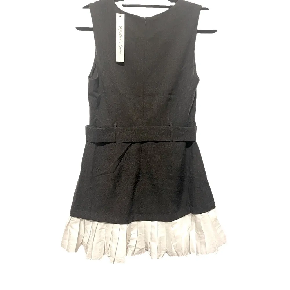 Mustard Seed Tailored Dress Women Large Pleated Hem Belted Sheath Y2K Workwear - Image 4