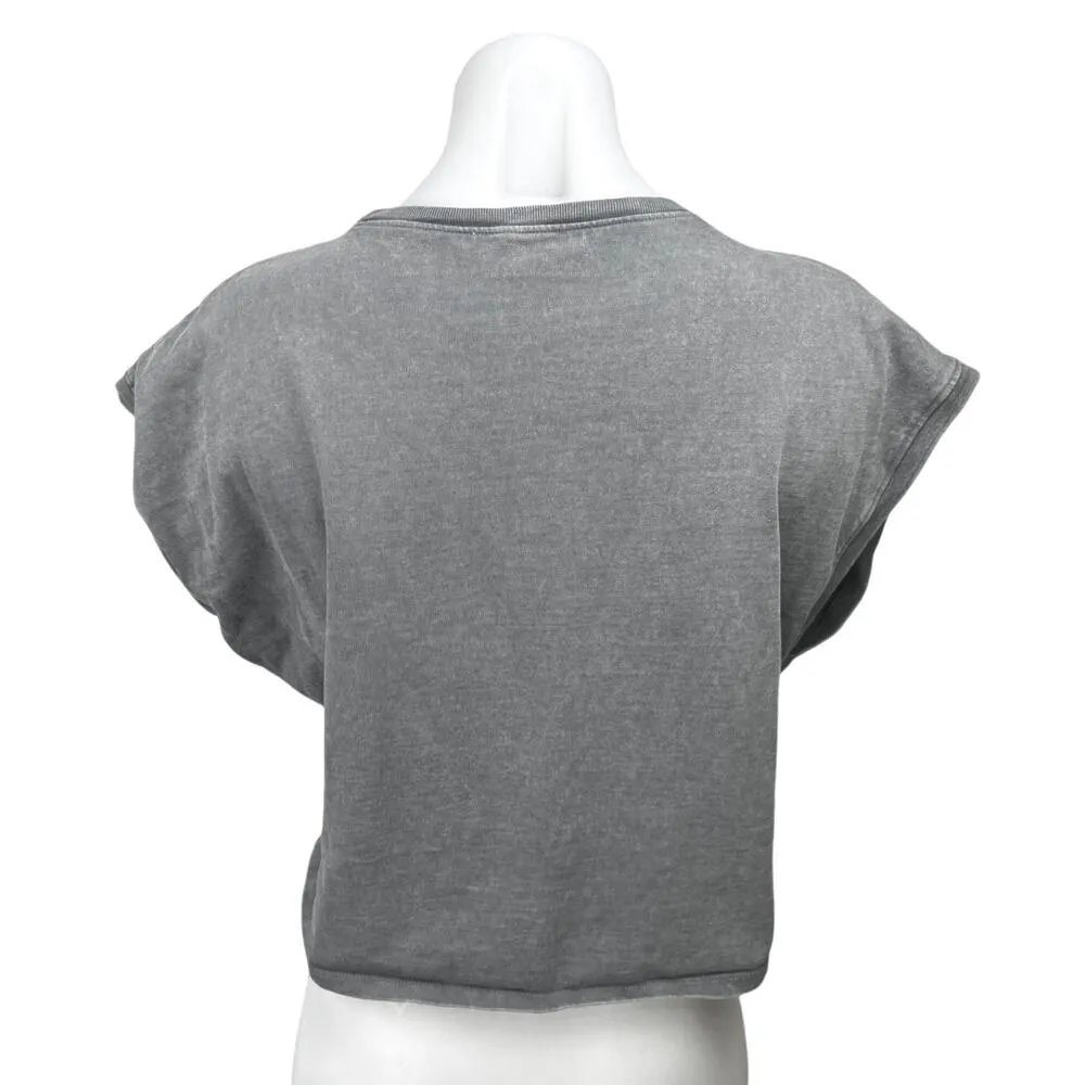Zara Gray Drop Shoulder Crew Neck Casual Short Sleeve T Shirt Tee Top Size M - Image 2