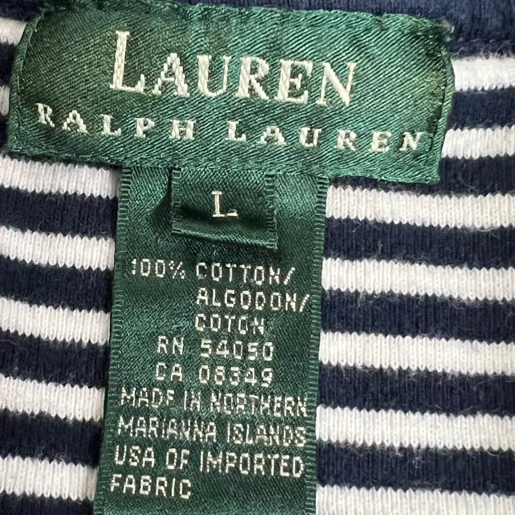 Ralph Lauren Black and White Striped Long Sleeve Top - Size Large - GUC - Image 6