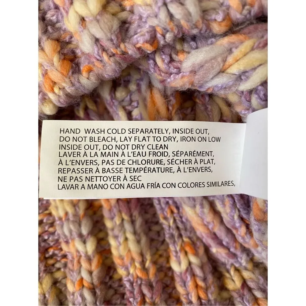 Black Tape Rainbow Spacedyed Sweater Chunky Knit Turtleneck Sweater Winter Sz Xs Purple - Image 9