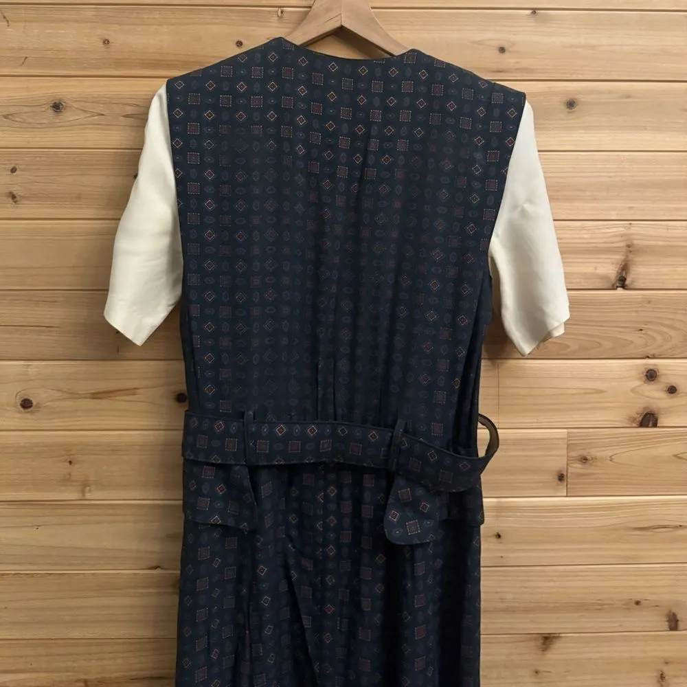 Vintage RJ Steven’s Sz Medium Button Front Belted Secretary School Teacher Dress Green - Image 10