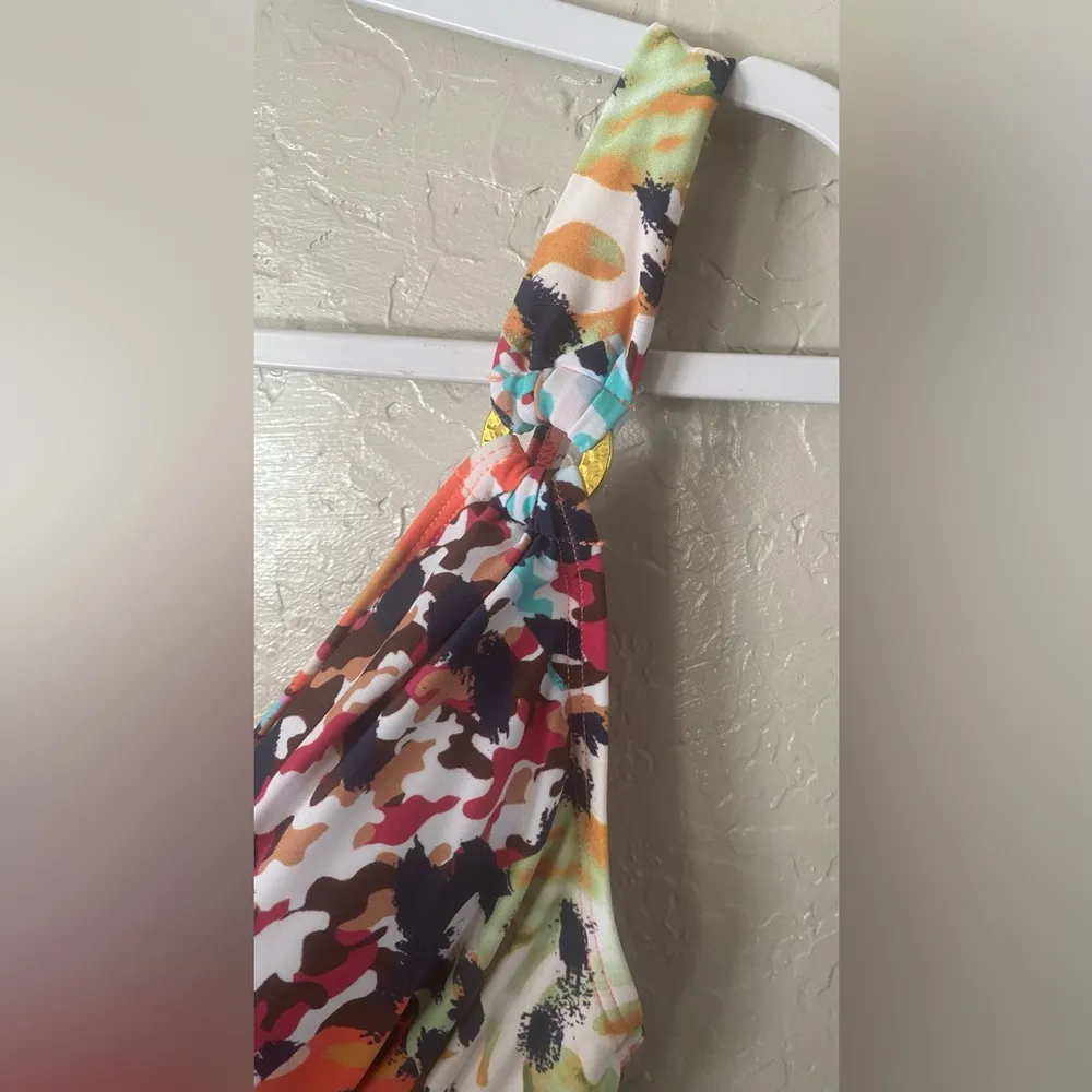 Bleu By Rod Beattie Party Animal Ruched Plungeneck Multicolor Swimsuit Size 10 - Image 4