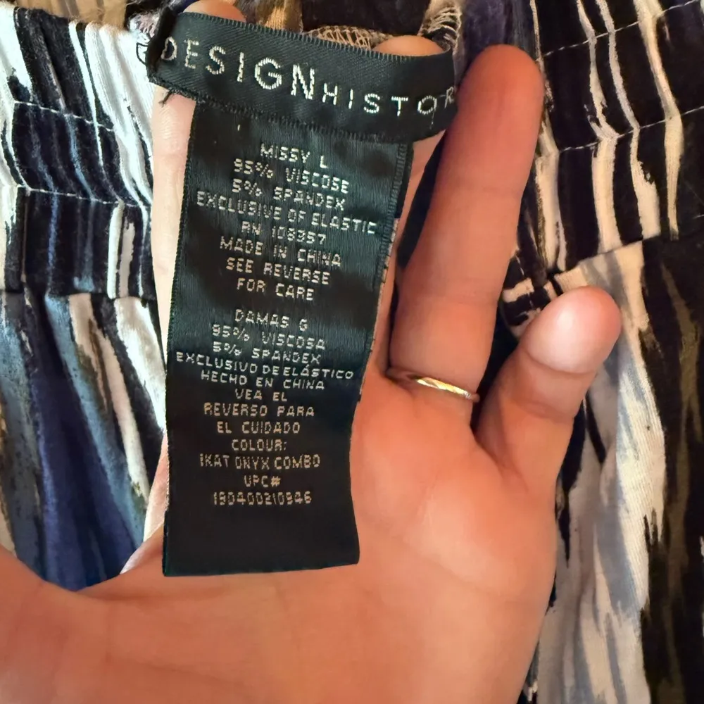 Design History Womens large Knit Maxi Skirt Blue Olive Green White Print Pull-On - Image 4