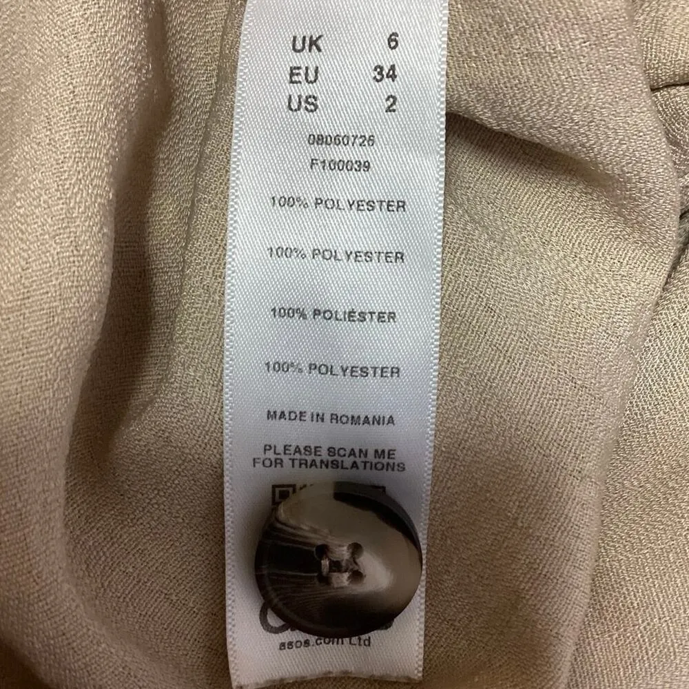 Asos Women's Beige Double Breasted Short Sleeve Calf Length Blazer Dress Size 2 - Image 5