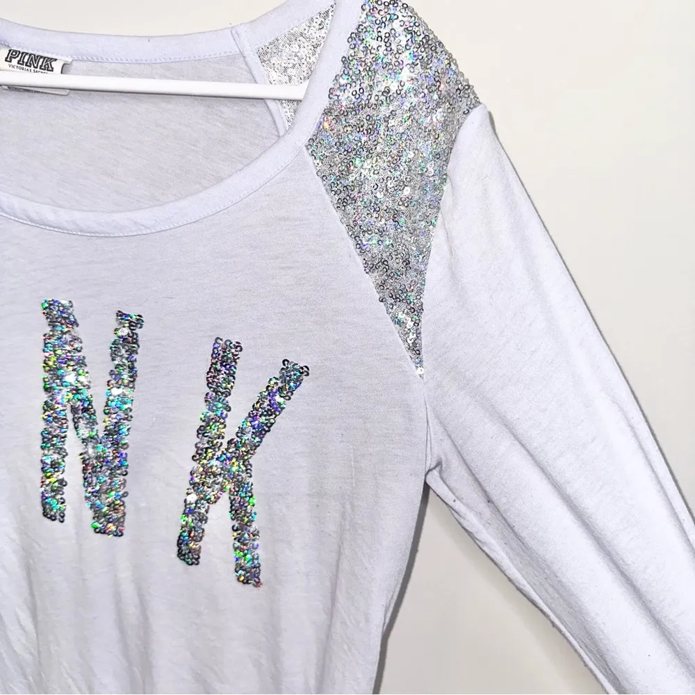VS PINK Sequins Bling Long Sleeve Shirt - Image 5